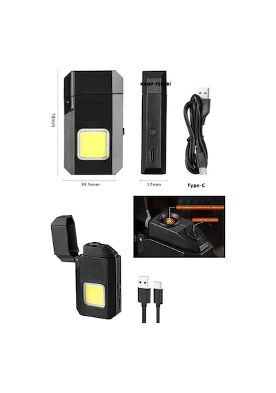El Feneri Çakmaklı Cep Feneri Usb Şarjlı Anahtarlık Küçük Fener Güçlü Işık Karışık