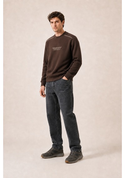 Redline Respect Bisiklet Yaka Regular Fit Kışlık Sweatshirt Kahve