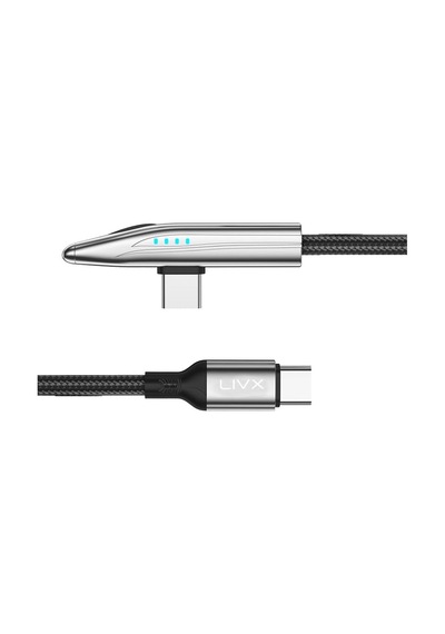 Metro 240w 90 Açılı 1.8 Metre Type-c To Type-c Hızlı Şarj Oyuncu Kablosu Otomatik Kapanma Ve Led Göstergeli Siyah Ctr-02