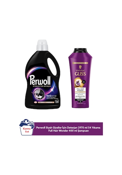 Perwoll Siyahlar İçin Deterjan 2,97l + Gliss Full Hair Wonder 400ml Saç Bakım Ve Temizlik Seti set-hnkdtj-5343-6374 3 L
