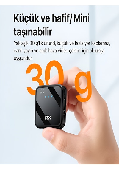 Lightining Type-c 3.5mm Uyumlu Dijital Ekranlı 2.4g Kablosuz Çift Yaka Mikrofonu Pro++