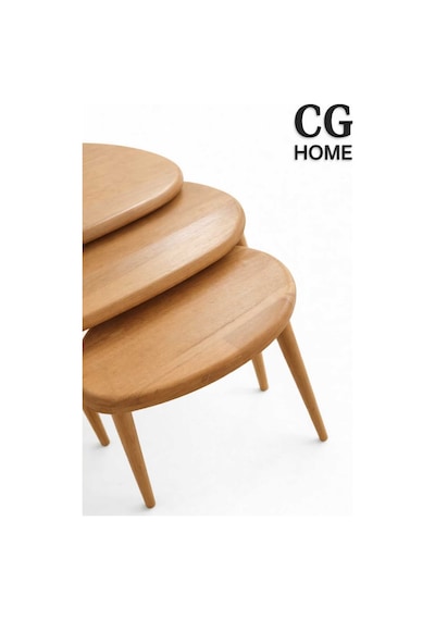 Ant Home Damla Model İskandinav Masif Kayın 3 Lü Zigon Sehpa Doğal Kayın Panel Vernikli Modern Tasarım Naturel