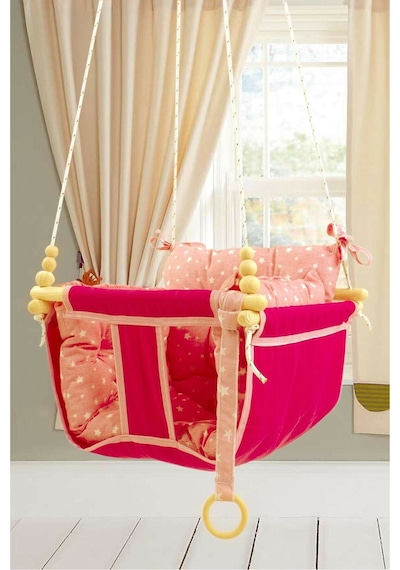 Bundera Wag Swing Pembe Çocuk Ahşap Salıncak Bebek Hamak