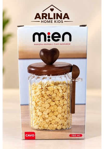760 Ml Akasya Kapaklı Cam Kavanoz