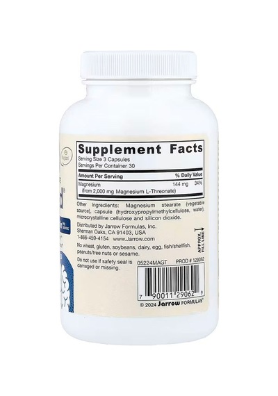 Jarrow Formulas Vegan Magmindo Magtein Magnesium L-threonate Brain Health 90 Veggie Capsules