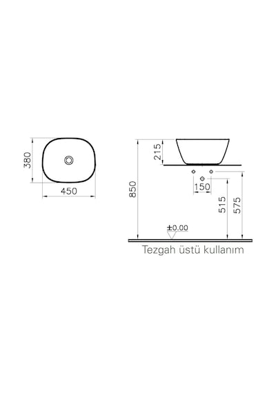 VitrA Plural Yüksek Çanak Lavabo 45 CM Mat Kil Beji 7811B474-0016
