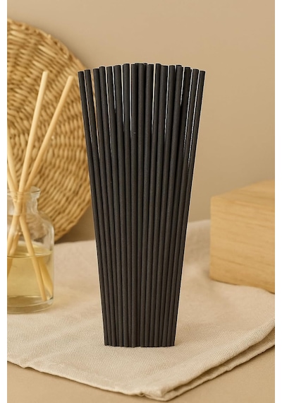 30 Adet Siyah Oda Kokusu Çubuğu Fiber Yumuşak Doğal Bambu Oda Kokusu Yedek Çubuk 24 Cm Standart