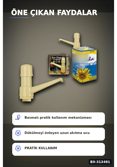 Vakumlu Çift Çekvalfli 30 Cm Sıvı Yağ Pompası - Mutfak Şişe Pompa Aksesuarı Bx-313491 Diğer