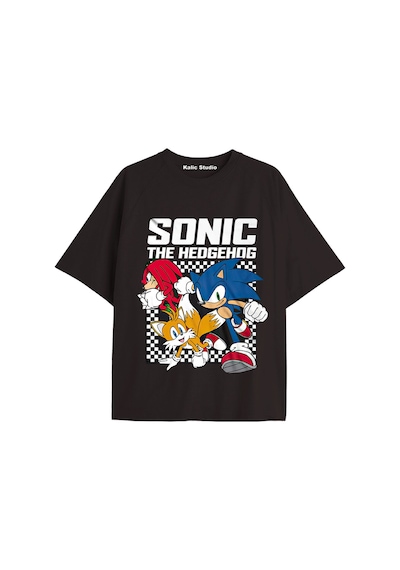 Kalic Studio Unisex Bay Sonic Desenli Siyah Yazlık T-shirt Siyah-241