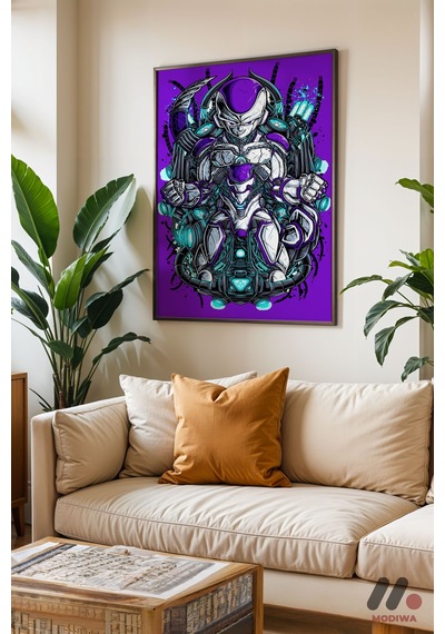 Dragon Ball Mecha Frieza Poster, Siyah Çerçeveli Duvar Tablosu - Anime Severlere Özel Hediye
