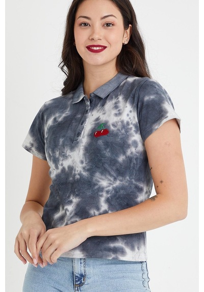 Kadın Batik Yıkamalı T-shirt Siyah