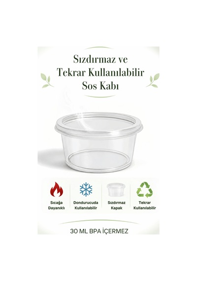 30 Ml Sızdırmaz Mini Saklama Kabı Sosluk Buzluk Kabı Mıt1359 Şeffaf