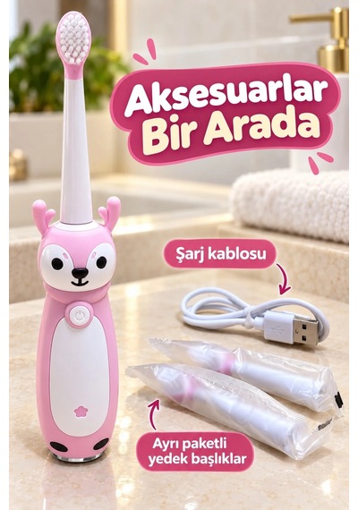 Ers Çocuk Diş Fırçası Pembe Gövdeli Açma Kapama Düğmeli
