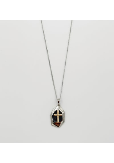 White Gold Plated Design Cross Kolye Silver