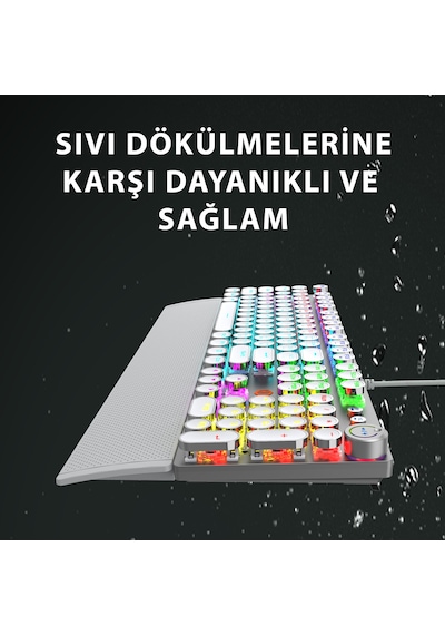 Lecoo KG1102 Kablolu Blue Switch Makro Tuşlu RGB Mekanik Gaming Türkçe Q Metalik Klavye