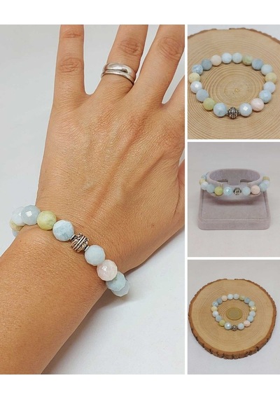 Sirius Serisi Morganit Taşı 10mm Unisex Bileklik 52916 Çok Renkli