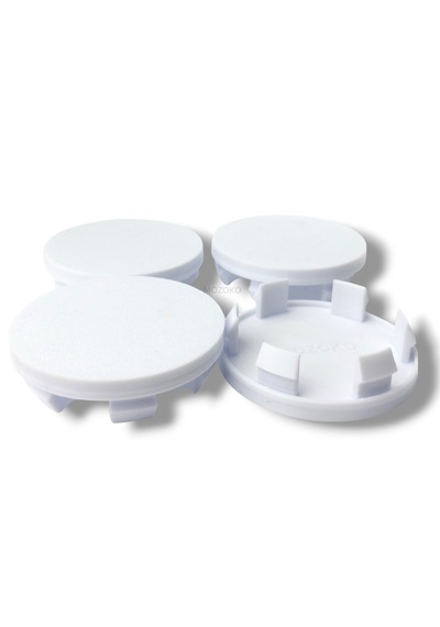 4'lü Set 58 Mm Dış Çap 55 Mm İç Çap Beyaz Logosuz Jant Göbeği Kapağı