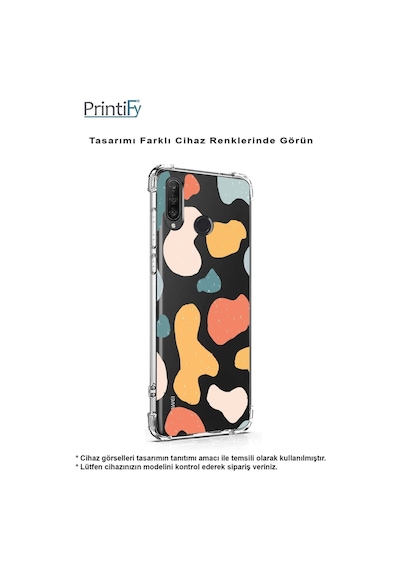 Huawei Mate 20 Lite Uyumlu Köşe Korumalı Antişok Kapak Geometrik Şekiller Tasarımlı Şeffaf Kılıf
