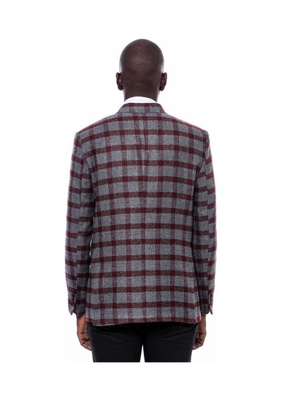 Wessi Ekose Sivri Yaka Slim Fit Bordo Erkek Ceket - Wessi Bordo Wessi Ekose Sivri Yaka Slim Fit Bordo Erkek Ceket - Wessi Bordo