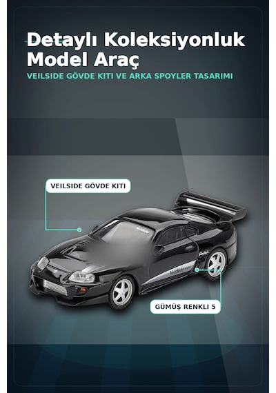 Siyah Veilside Combat V-ıı 1/64 Diecast Toyota Supra Model Araba Tekli Koleksiyon Bx-313386