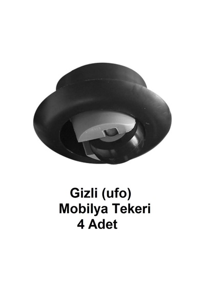 Gizli Ufo Mobilya Tekeri, Gömme Teker 4 Adet Siyah