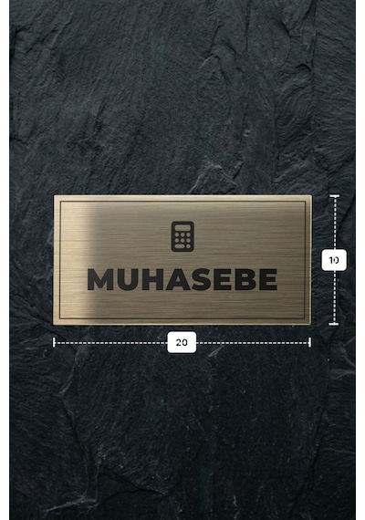 Muhasebe Yazılı - Metal - Gold Renk - Kapı İsimliği - 20x10 Cm
