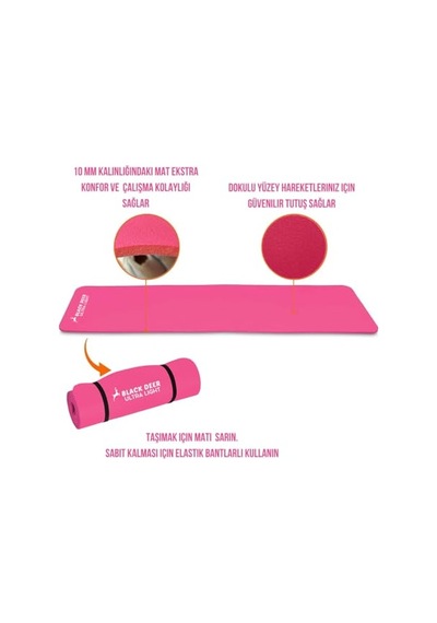 Ultra Light Pilates Yoga Kamp Matı Egzersiz Minderi Kaymaz Taban 180x55 Cm 10 Mm Genel