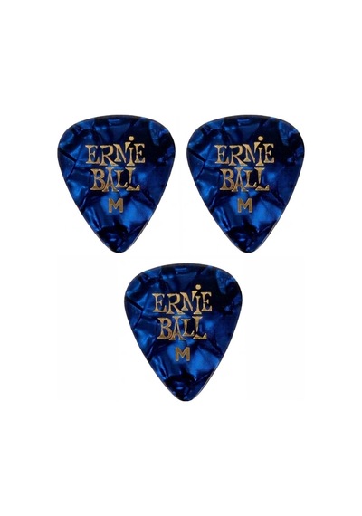 Ernie Ball P09166 Pearloid Medium Mavi Gitar Pena 3 Adet 0,72mm