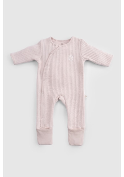 Kendinden Patikli Ve Eldivenli Kapitone Pembe Bebek Tulumu Pembe