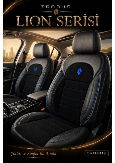 Suzuki Baleno 2016 Ve Sonrası Uyumlu Lion Serisi Mavi Oto Koltuk Kılıfı