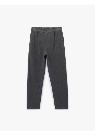Koton Pileli Dokulu Cepli Slim Fit Pantolon Antrasit 7wam40004hk