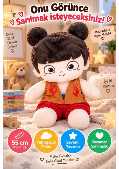 55 Cm Büyük Boy Peluş Bebek Sevimli Karakter Yumuşak Oyuncak Çocuk İçin Oyun Arkadaşı Uyku Oyuncağı Çok Renkli