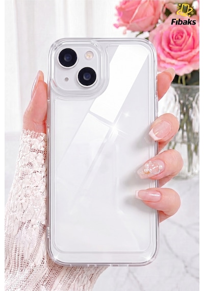 Fibaks iPhone 14 Plus/15 Plus Uyumlu Kılıf Yumuşak Şeffaf Ince Esnek Renksiz Silikon