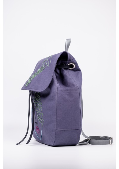 Fabric Craft Bag Sırt Çantası Nakışlı Duck Kumaş İçi Astarlı 38x40 Cm Mor