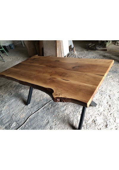 Bintaşmobilya Naturel Doğal Kenar Ceviz Ağacı Kütük Masa Ölçüsü 160X85.Cm