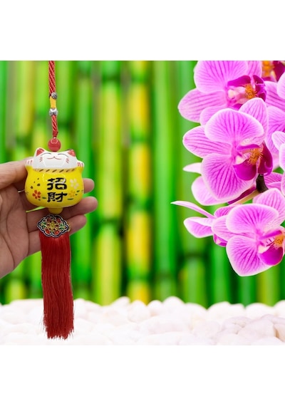 Feng Shui Maneki Neko Şans Kedisi Sarı No.2