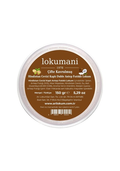 Lokumani Hindistan Cevizi Kaplı Çifte Kavrulmuş Duble Antep Fıstıklı Lokum 150 Gr 38'li Paket