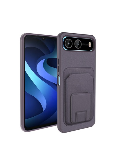 Adige İnfinix Hot 60i 5g Kılıf Bikart Kartlıklı Standlı Gri