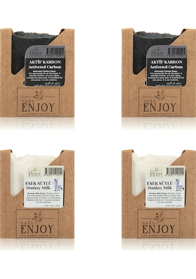 Suds Enjoy Doğal Aktif Karbon Sabun 100 G 2'li + Eşek Sütlü Sabun 100 G 2'li