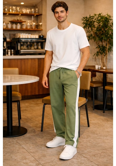 Tarz Cool Erkek Haki Şeritli Eşofman Altı Bağcıklı Baggy Rahat Kesim Günlük Spor Pantolon Haki Tarz Cool Erkek Haki Şeritli Eşofman Altı Bağcıklı Baggy Rahat Kesim Günlük Spor Pantolon Haki