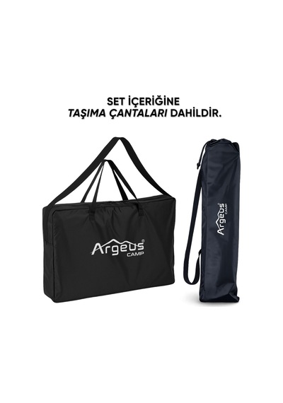 2 Adet Katlanır Kamp Sandalyesi Ve Alüminyum Masa - Rock Silver - 140kg Taşıma Çok Renkli