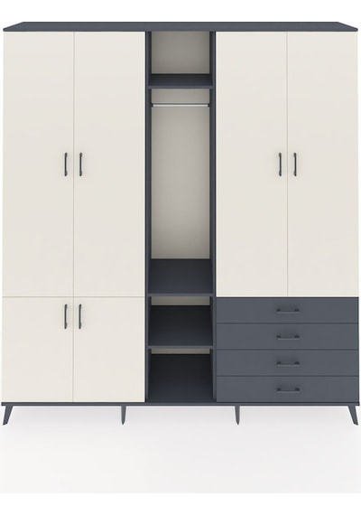 Hyperion Dolap 14 Raflı 4 Çekmeceli Tek Askılı 220x44x243 Antrasit-aytaşı/antrasit Aytası/antrasıt Hyperion Dolap 14 Raflı 4 Çekmeceli Tek Askılı 220x44x243 Antrasit-aytaşı/antrasit Aytası/antrasıt