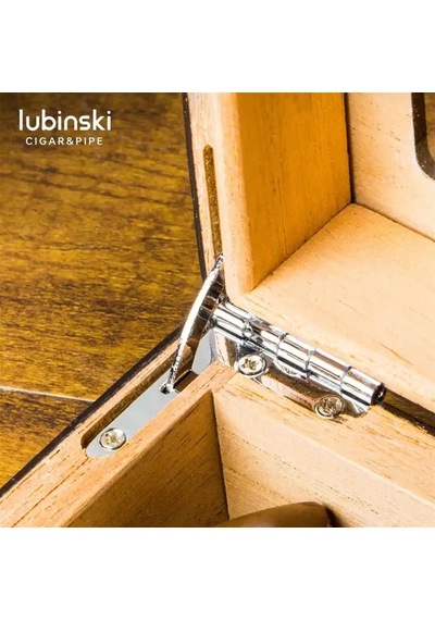Lubinski Cedar Basic Camlı Puro Kutusu Humidor Slim Dijital Karbon 15s