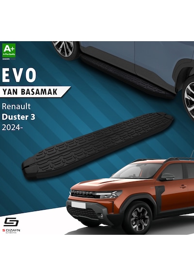 S-dizayn Renault Duster 3 Evo Siyah Yan Basamak 183 Cm 2024 Üzeri A+ Kalite