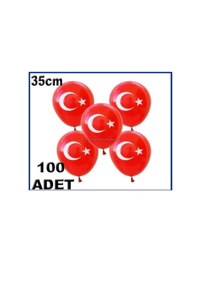 Türk Bayrak Baskılı Kırmızı 100 Adet Balon