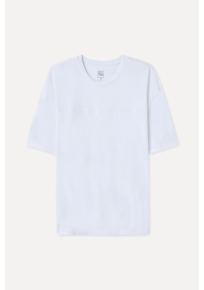 Mudo Erkek Erkek Beyaz Oversize Bisiklet Yaka T-shirt 1267697