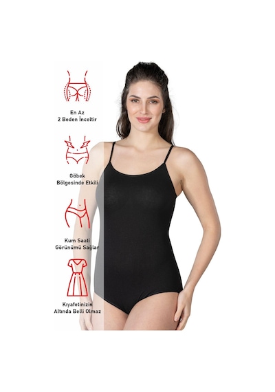 Siyah Mı Emay 1415 Modal Cotton Çıtçıtlı İnce Askılı Body Siyah