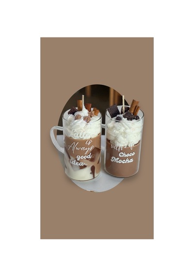 Cafe Latte Ve Mocha Soya Mum 2 Adet Beyaz
