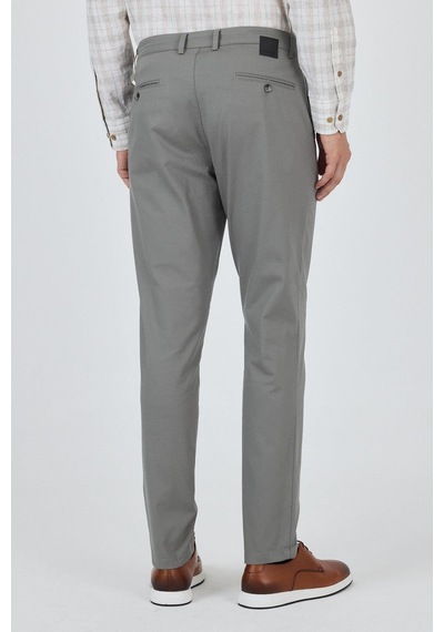 İmza Füme Gabardin Yan Cep Düz Paça Comfort Fit Pamuklu Casual Chino Pantolon 1003250121 Füme