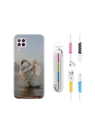 Huawei P40 Lite Kılıf Kablo Koruyuculu Swan 1343